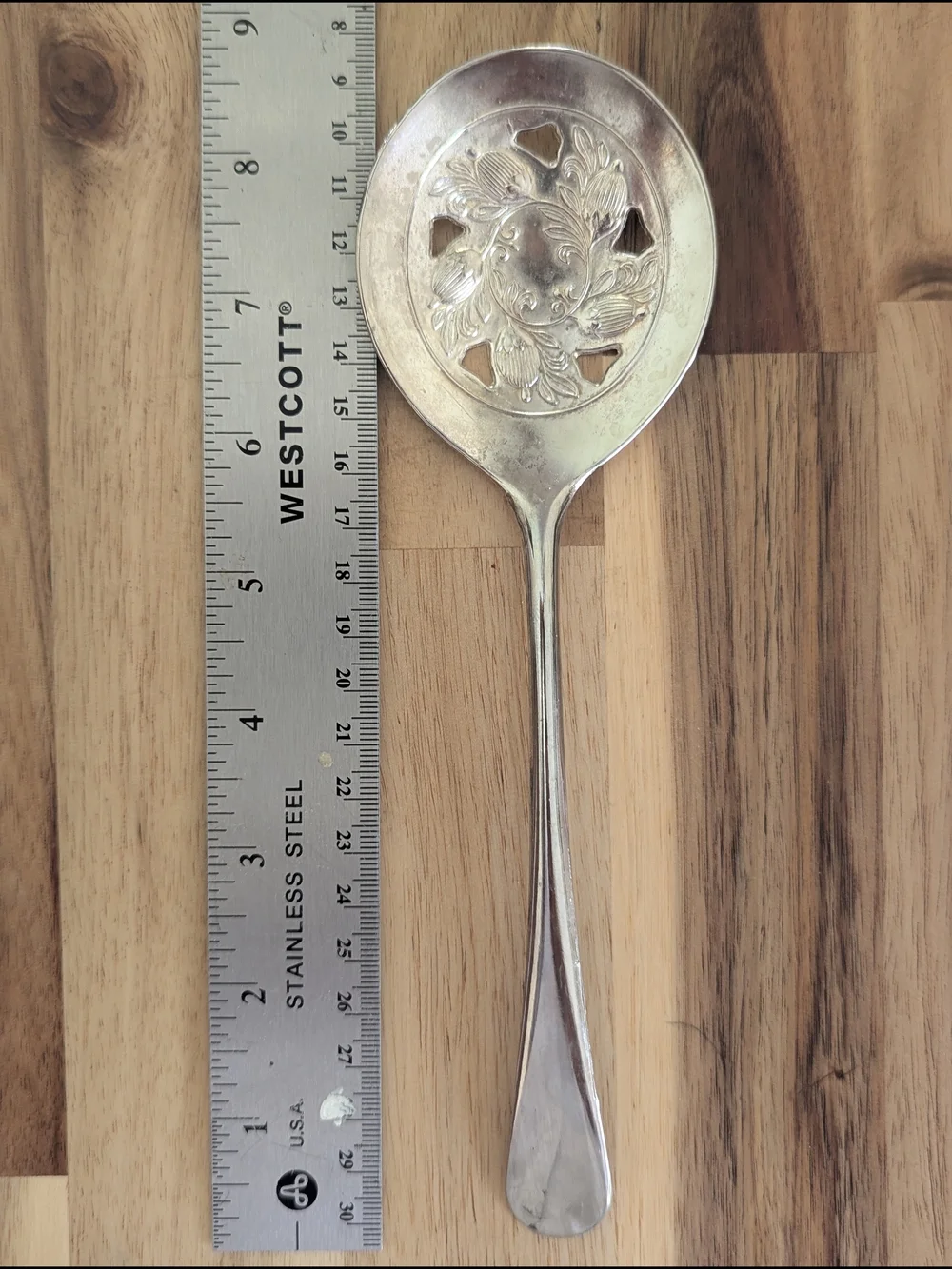 Italian Silverplated Pierced Tomato Spoon Server Ornate Floral